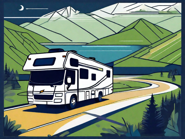 A pristine rv parked in a scenic location