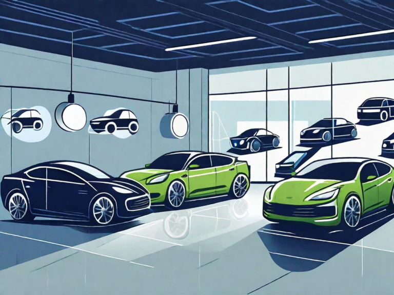 A car showroom with various types of cars