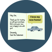 car sales thank you cards